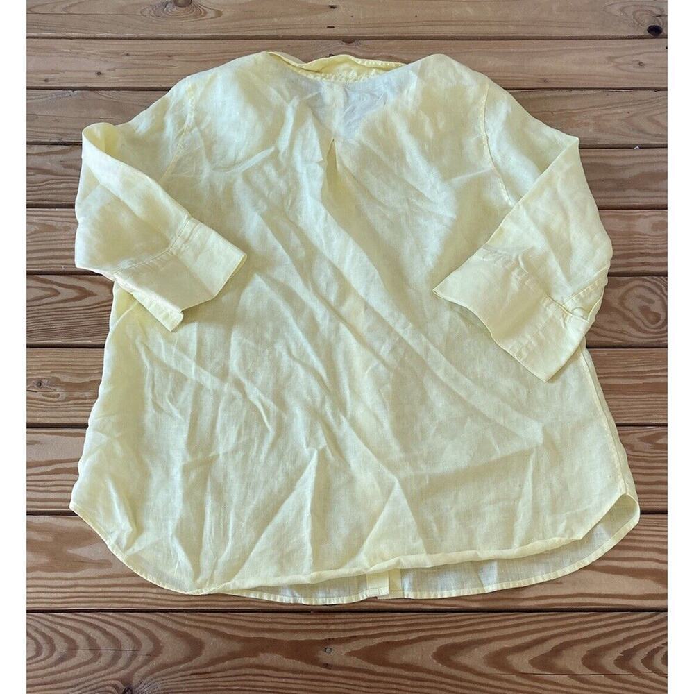 Chico’s Button up 3/4 Sleeve Top Size 2/US Large Women’s Yellow - Picture 2 of 7